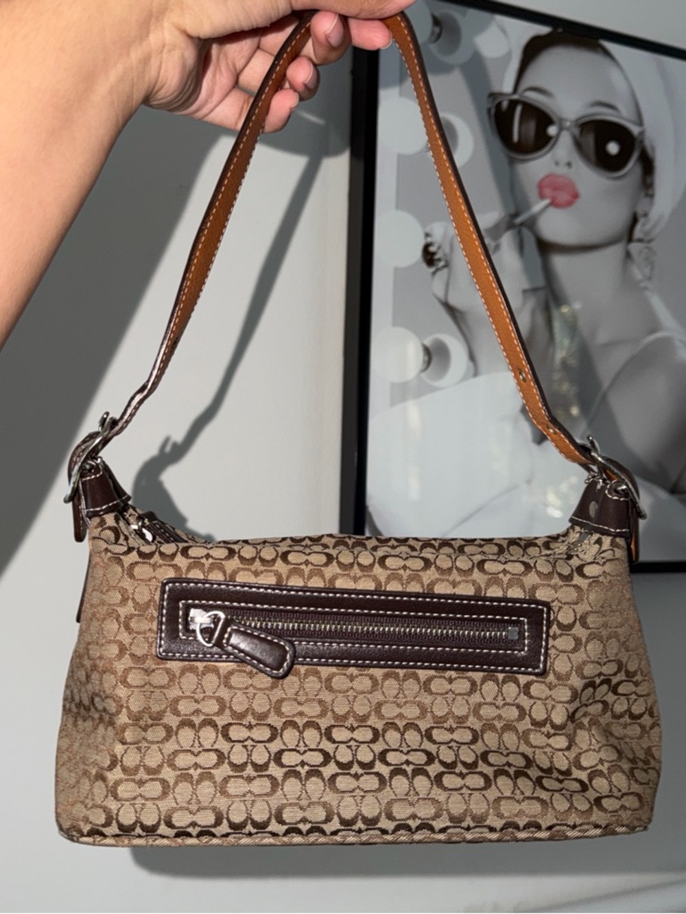 Coach Signature Canvas Shoulder Bag in Brown